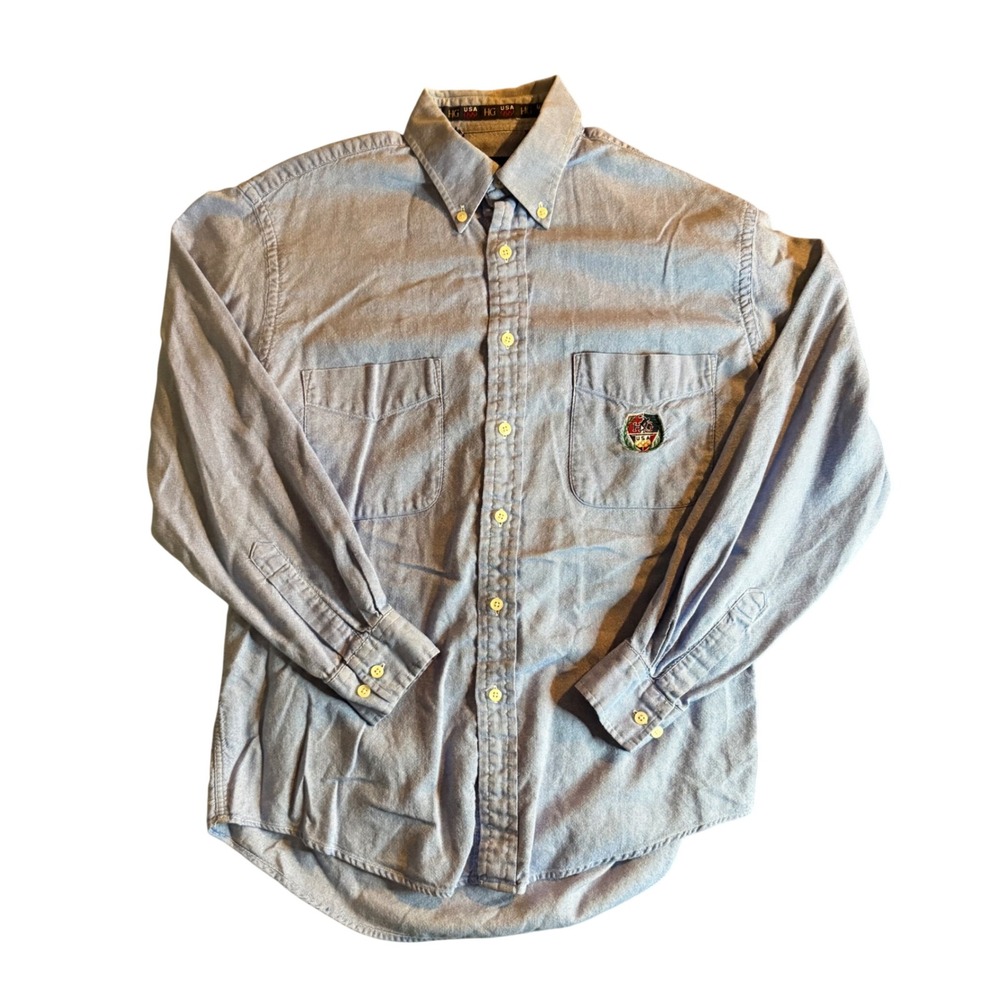 Henry Grethel American Olympiad Button Down Mens Medium Blue USA Olympic Shirt